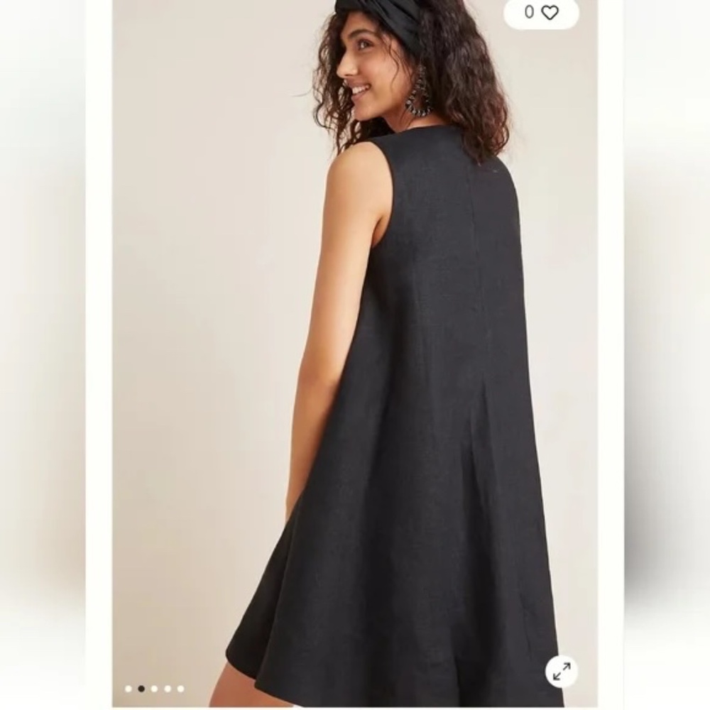 Maeve by Anthropologie Melbourne Swing Dress Black Sleeveless linen mini - Picture 3 of 11
